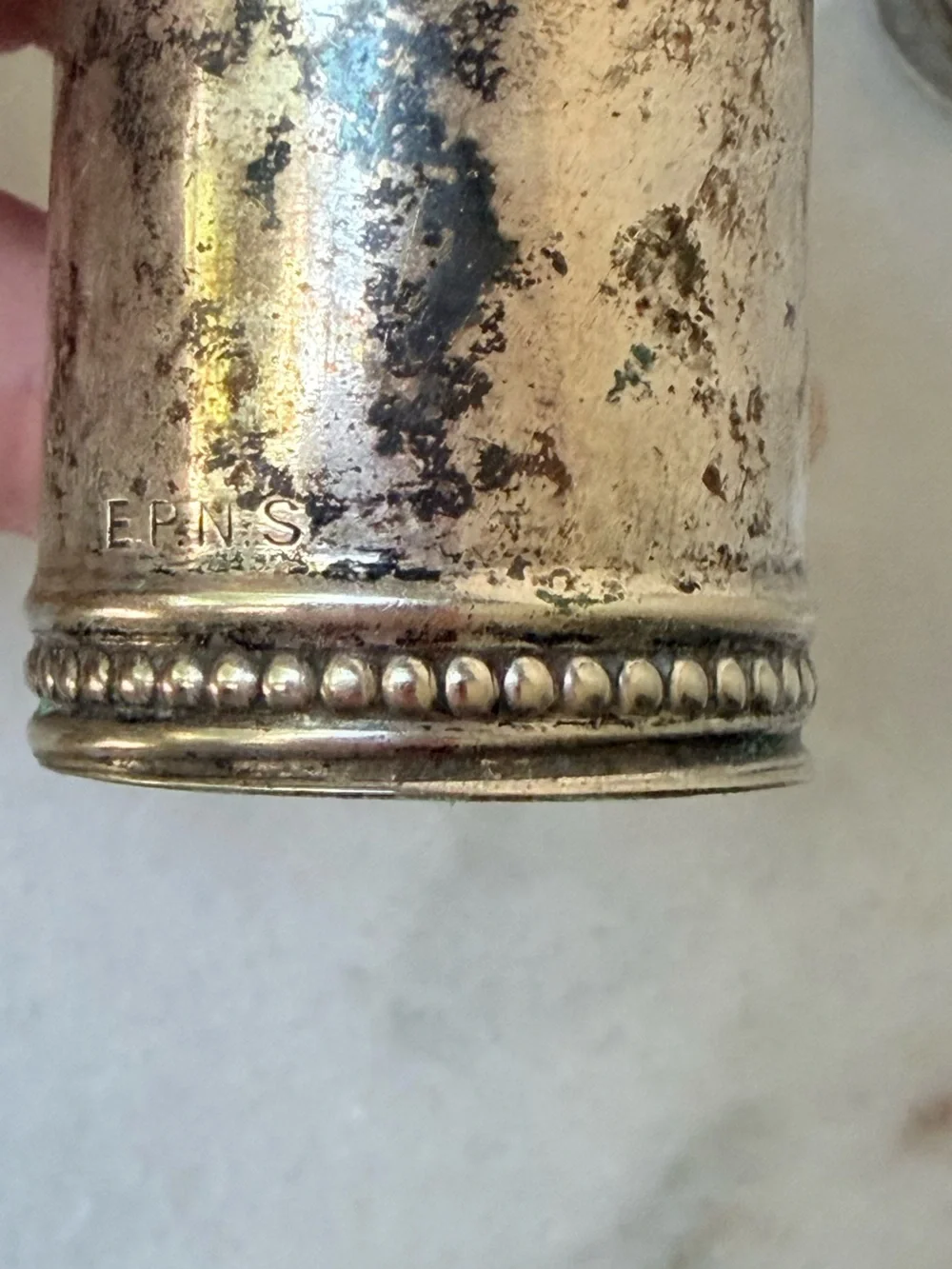 pair of antique EPNS silver salt and pepper shakers